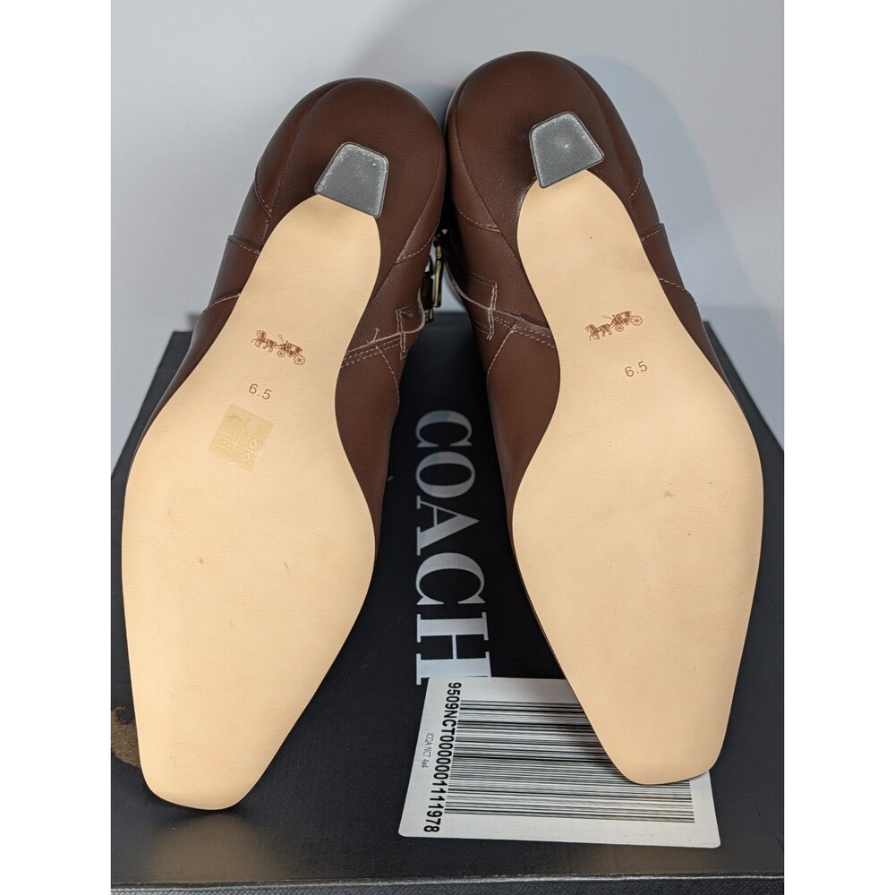 Coach Sculpt C Leather Tall Kitten Heel Boot Maple Brown Size 6.5B NIB - Picture 8 of 15